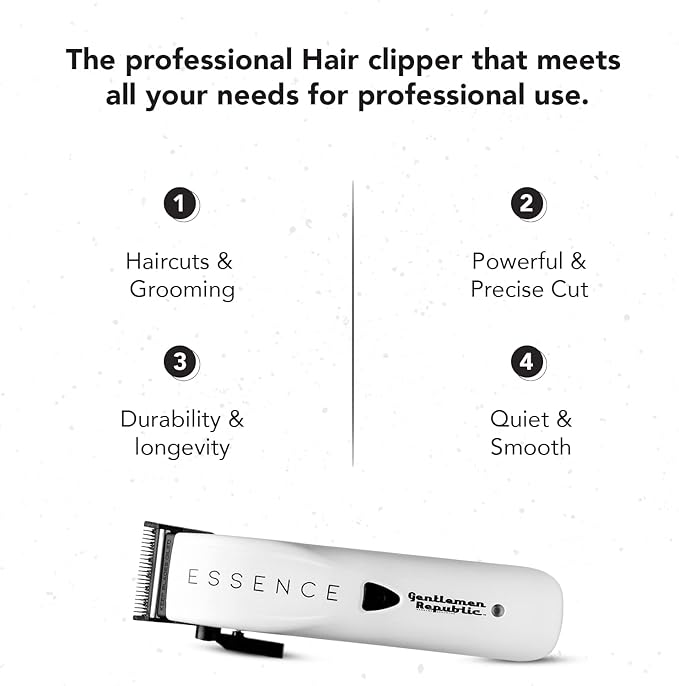 Gentlemen Republic Essence Professional Hair Clipper for Men, Hair Cutting with 120 Minutes Runtime, Cordless with Magnetic Linear Motor - Perfect for Hair Clipping & Trimming