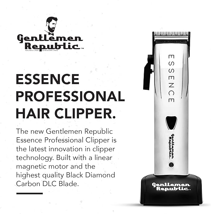 Gentlemen Republic Essence Professional Hair Clipper for Men, Hair Cutting with 120 Minutes Runtime, Cordless with Magnetic Linear Motor - Perfect for Hair Clipping & Trimming