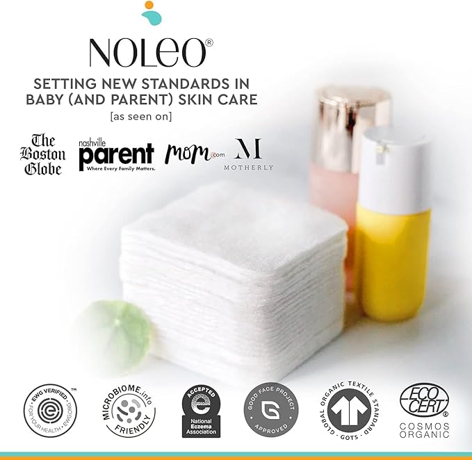 NOLEO Organic Cotton Pads, XL Extra-Large Pressed & Lint-Free Rounds, 3.54" × 4.33", Biodegradable & Compostable, 80-Count – Diaper Care & Makeup Remover