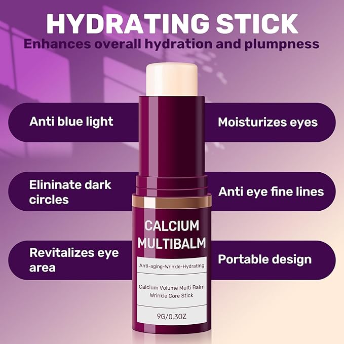 3pcs Calcium Volume Multi Balm,Calcium Multi Balm,Wrinkle Core Stick，Korean Collagen Moisturing Stick, Anti-aging, Hydrating, Almond & Vitamin E for Lip Balm Eye Cream Neck