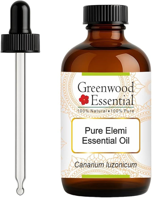 Greenwood Essential Pure Elemi Essential Oil (Canarium luzonicum) with Glass Dropper Steam Distilled 120ml (4 oz)