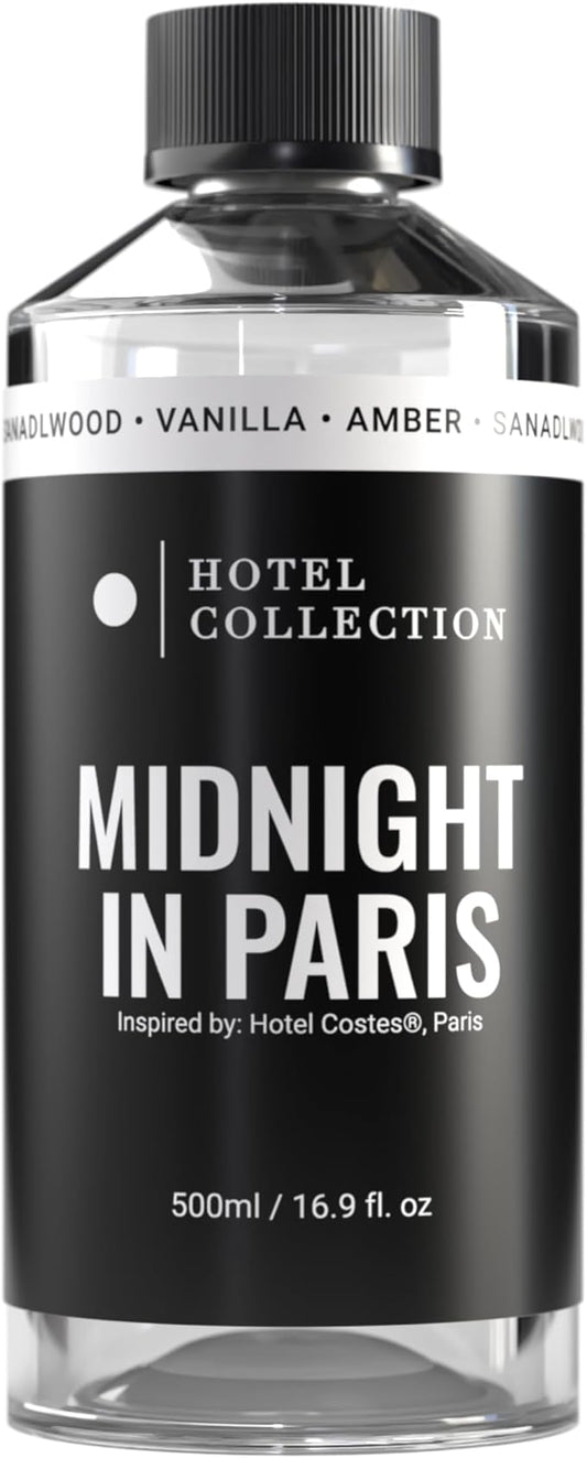 Hotel Collection Diffuser Oil - Midnight in Paris - Aromatherapy Essential Fragrance Oil - Sandalwood, Vanilla, and Amber - 500mL 16.9 Fl oz