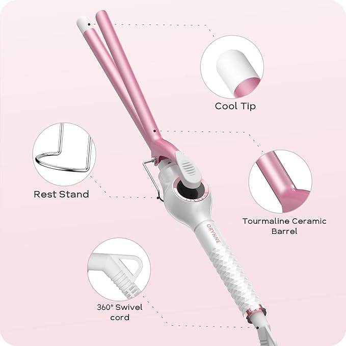 1/2 Inch Curling Iron Wand Ceramic, Small Barrel Curling Iron for Tight Curls, Half Inch Tiny Curling Wand for Short & Long Hair, Heat Up Fast, Digital Temp Control