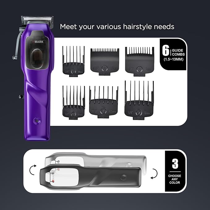 WMARK 2023 NG-9003 HighSpeed Professional Hair Clipper Microchipped Magnetic Motor10000 RPM 9V Motor with Charge Stand (NG-9003 Purple)