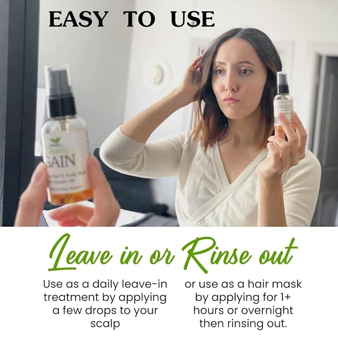 Isabella's Clearly GAIN, Hair Thickening Serum for Men and Women | Natural Herbal Scalp Oil with Castor, Jojoba, Clary Sage, Rosemary, Nettle Extract for Hair Loss, Thinning Hair | Made in USA