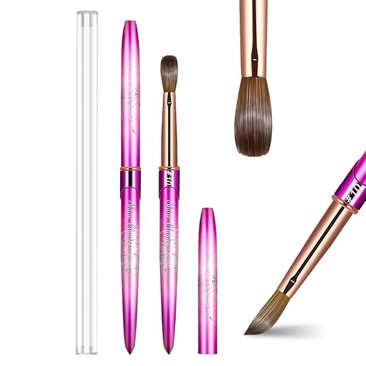 Acrylic Nail Brush Size 10, 100% Real Kolinsky Art Nail Brush for Acrylic Powder Application, Handmade Women Manicure Nail Extension Tool for Professional DIY Home Salon and Beginners
