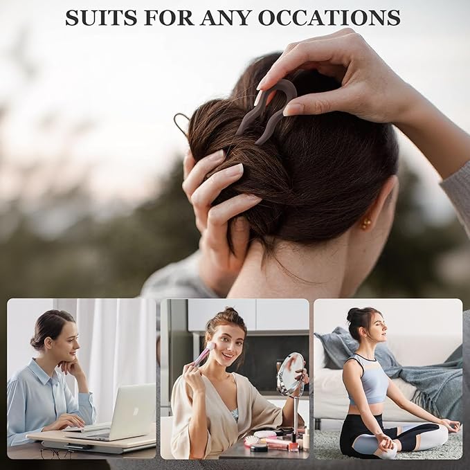 Sunolga 8PCS French Hair Pins for Thick Hair, Fashion French Pins Hair Styling, Matte French Hairpin for Women Fine Hair Accessories, French Twist Pin Wavy U Shaped Holiday Gifts