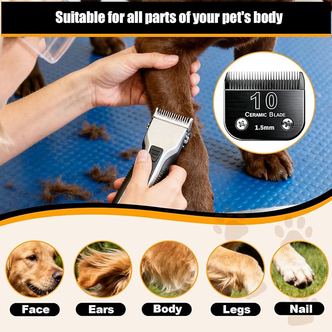 Dog Grooming Clipper Blades Replacement Compatible with Andis Dog Clippers,Most OsterA5, Wahl KM Series Pet Clippers (Black(10))