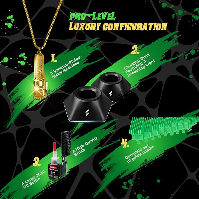 SUPRENT Professional Barber Clippers - High-Performance 13,000 RPM Vector Motor Hair Clipper Barber Trimmer Set, Professional Haircutting Kit with AI Speed Control, Patented U-Teeth Blade