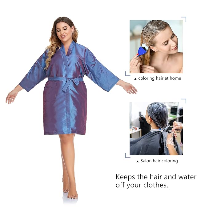 PERFEHAIR Salon Client Gown Robes Cape, Hair Salon Smock for Clients- Kimono Style (Purple)
