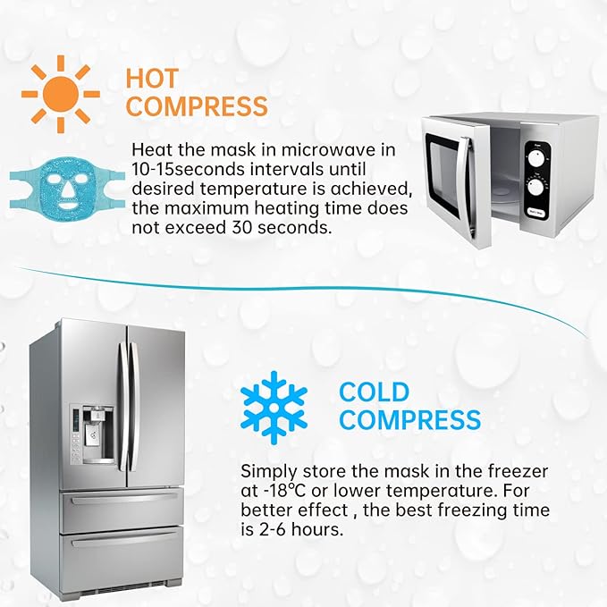 ZNÖCUETÖD Cold Face Eye Mask Ice Pack Reduce Facial Puff, Dark Circles, Gel Beads Hot Heat Cold Compress Pack, Face SPA for Woman Sleeping, Pressure, Headaches, Skin Care, Post Laser Care[Blue]