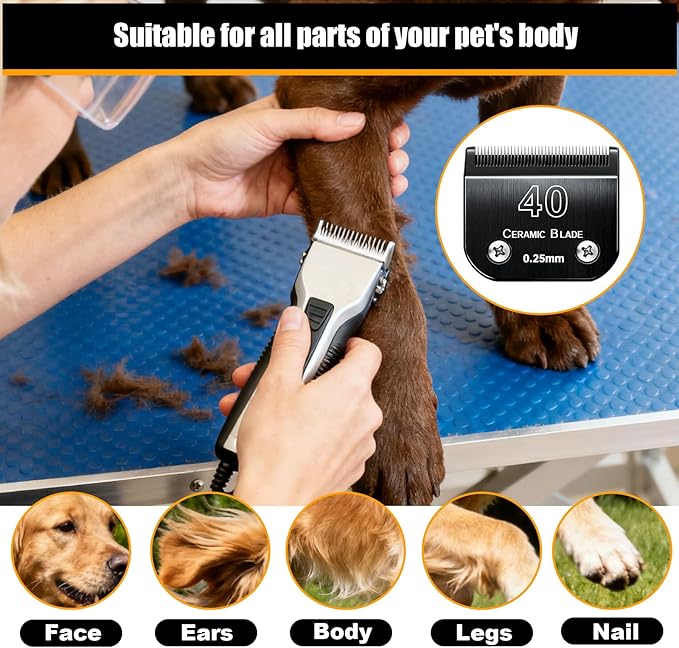 Dog Grooming Clipper Blades Replacement Compatible with Andis Dog Clippers,Most OsterA5, Wahl KM Series Pet Clippers (Black(40))