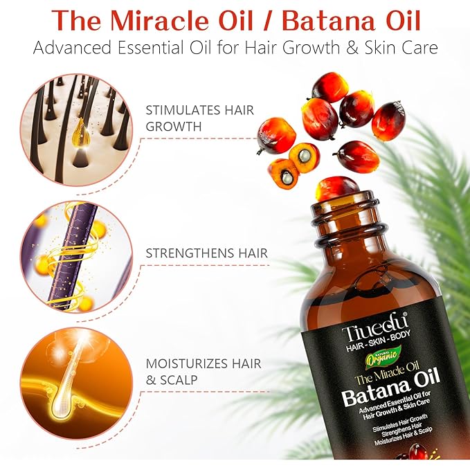 2Pack Batana Oil for Hair Growth, Natural Unrefined Batana Oil for Hair Growth, Nourish Scalp and Reduce Hair Loss Hair Oils, Essential Oils for Eyelashes, Eyebrows, Face, Skin Care, Body Massage