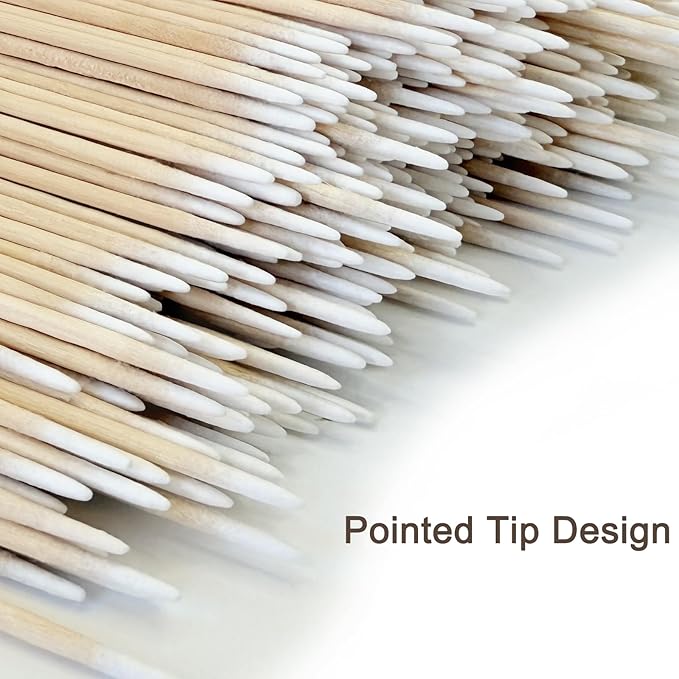 200 Count Pointed Cotton Swabs - 4-Inch Precision Cotton Tipped Applicators for Microblading, Nail Polish, Eyebrow and Eyeliner Application, Lint-Free for Cosmetic Touch-Ups and Skincare
