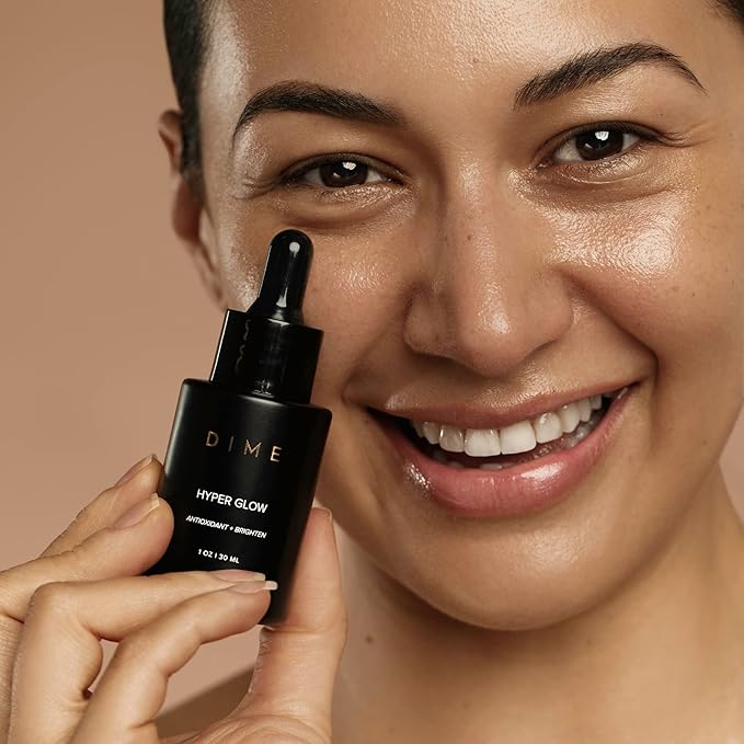 DIME Beauty Hyper Glow Treatment Vitamin C Serum Dark Spot Remover for Face Brightening Hydrating Antioxidant Vitamin C Serum for Face with Ferulic Acid Resveratrol Hyaluronic Acid Aloe 1 oz / 30 ml