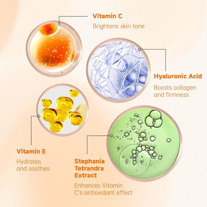 VGO Vitamin C Serum for Face, Vit C Anti Aging Serum with Hyaluronic Acid & Vitamina E, Deep Hydration Facial Care for All Skin Types, 1.01oz / 30ml