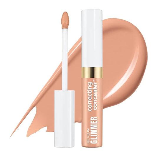 Revlon Glimmer Correcting Concealer, Liquid Under Eye Makeup, Made with Caffeine, Vitamin C, & Stevioside, 101 Peach, 0.3 fl oz
