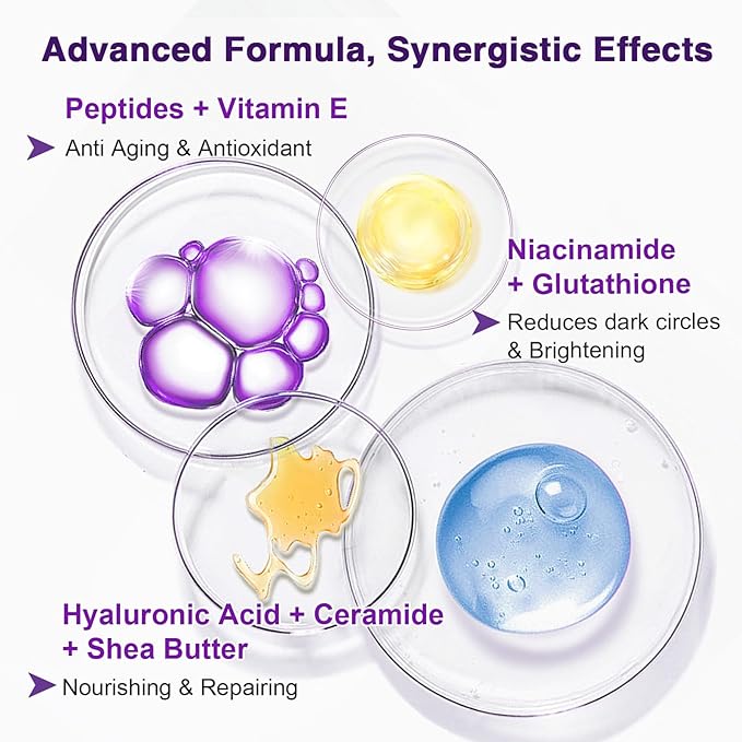 Eye Cream Anti Aging for Wrinkles with Peptide & Hyaluronic Acid for Fine Lines, Brightening Eye Moisturizer Cream for Women to Reduce Dark Circle with Niacinamide, Paraben Free 1.0 OZ (30g)