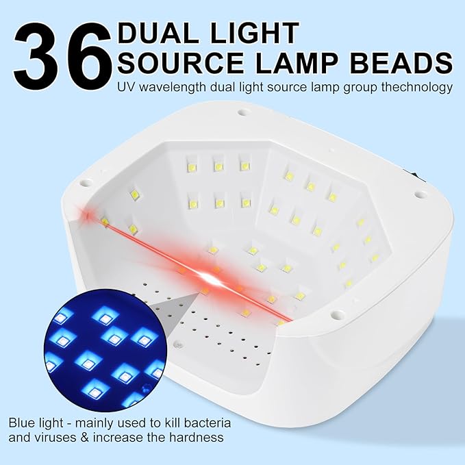 LIMEGIRL UV LED Nail Lamp Kit for Gel Polish Professional Fast White Diamond Design Curing Dryer Light Set with 4 Timers and Gloves Cordless Rechargeable Nail Art Cure Machine at Home and Salon