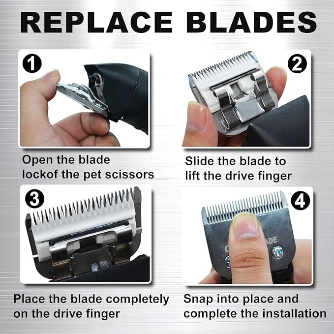 Docal Detachable Clipper Ceramic Blades 10#/30#/40#/3FC/4FC/5FC/7FC Silver, Dog Grooming Clipper Replacement Blades Compatible with KM Series Clippers, Most A5, Cut Length 0.25mm to 13mm, 7 Packs