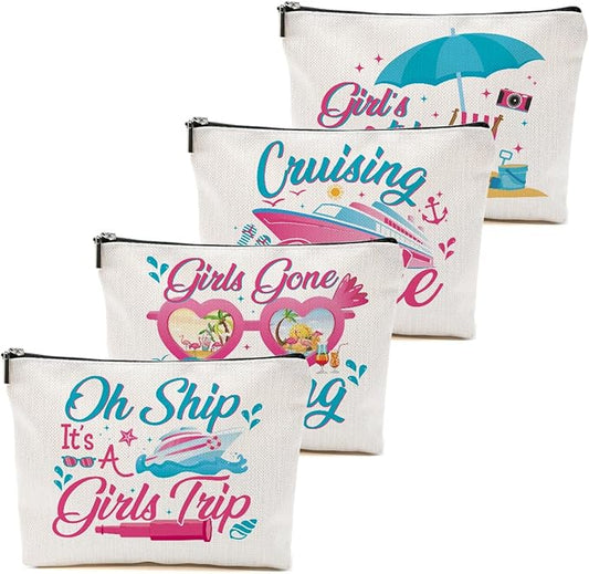 1 Pcs 3 Pcs 4 Pcs Makeup Bag, Girls Trip Gifts Favors Girls Weekend Gifts, Friendship Gifts for Women Bestie Bride