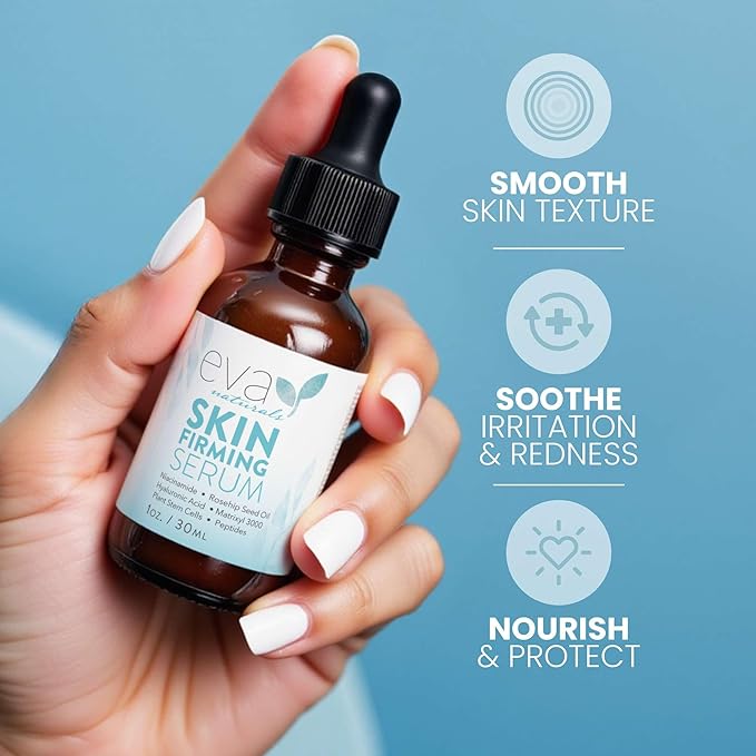 Eva Naturals Skin Firming Serum with Hyaluronic Acid, Vitamin C, and Niacinamide for Face - 2 Pack