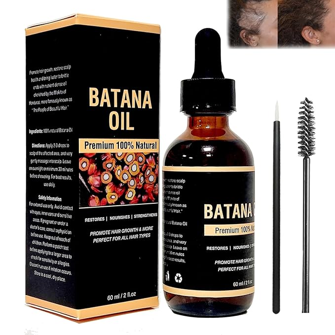 100% & Unrefined Pure Batana Miracle Oil for Smoother Hair Growth - from Honduras, Repairs Damaged Hair & Hair Loss, 2 oz