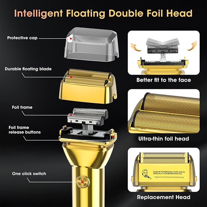 Professional Hair Clippers for Men, Cordless Hair Clippers T-Blade Trimmer Nose Hair Trimmer Electric Shaver Set, Haircut Grooming Kit with LED Display, for Barber, Ideal Gift for Him