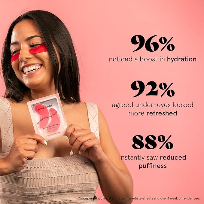 grace & stella Award Winning Under Eye Mask - Reduce Dark Circles, Puffy Eyes, Undereye Bags, Wrinkles - Gel Under Eye Patches - Gifts for Mom - Vegan Cruelty-Free Self Care (Pink, 6 Pairs)