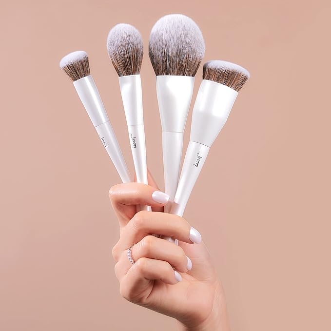 Jessup Make up Brushes 4pcs Face Makeup Brushes Set for Foundation Concealer Blush Contour Powder Highlighter, Pearl White T344