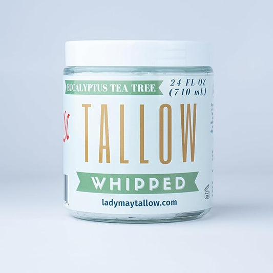 Whipped Tallow 24oz - All Natural Face Cream + Whole Body Moisturizer for Dry Skin - Made With Eucalyptus Oil - No Preservatives, Parabens or Seed Oils -USA Made (Eucalyptus Tea Tree)