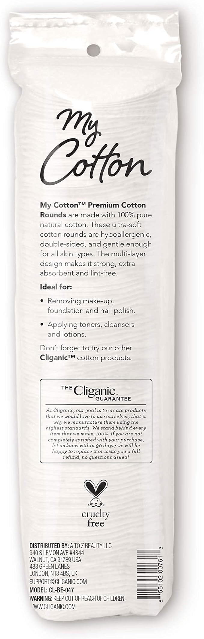 My Cotton Premium Rounds for Face (3 Pack) | Makeup Remover Pads, Hypoallergenic, Lint-Free | 100% Pure Cotton