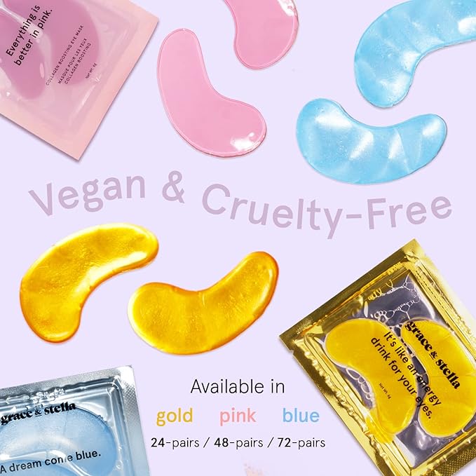 grace & stella Award Winning Under Eye Mask - Travel Essentials - Birthday Gifts for Women - Gel Eye Patches for Dark Circles, Puffy Eyes, Wrinkles, Undereye Bags - Vegan - Self Care (24 Pairs, Gold)