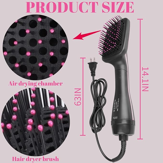 1 Step Ionic Hair Straightener and Dryer Brush - Negative Ion Hot Air Styling Tool for Smooth Hair - All Hair Types