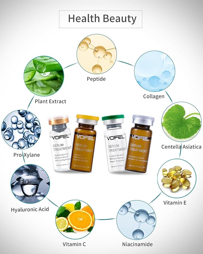 Anti Aging Serum with Hyaluronic Acid Vitamin C Serum Facial Serum Ampoules 0.35 oz 4 Kits 16 Vials (4 kits gift box)