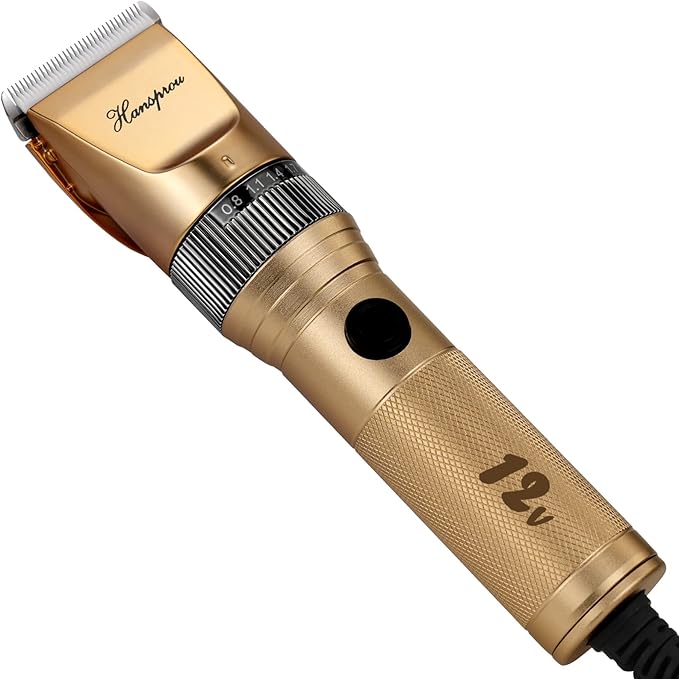 Dog Grooming Clippers, Professional Dog Clipper for Thick Coat 12V Plug-in Pet Trimmer High Power Pet Clippers Low Noise with Guard Combs Brush for Dogs Cats and Other Animal