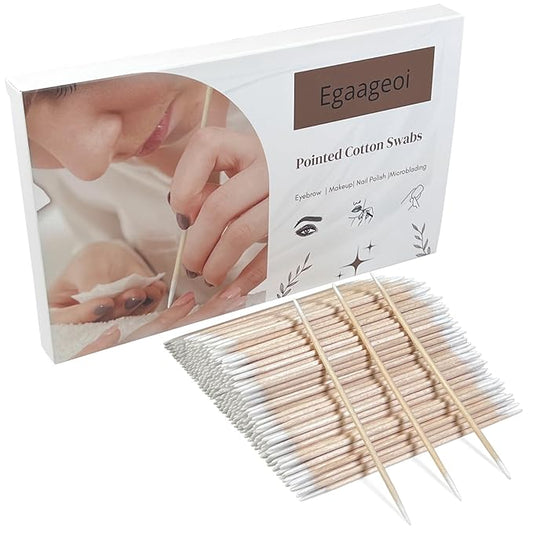 600 Pcs Pointed Cotton Swabs – 4-Inch Double-Sided Microblading Cotton Swab with Wooden Sticks for Makeup Application, Nail Care, and Tight Space – Soft, Lint-Free, Disposable Tattoo and Craft Tools