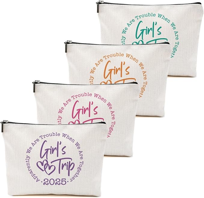 1 Pcs 3 Pcs 4 Pcs Makeup Bag, Girls Trip Gifts Favors Girls Weekend Gifts, Friendship Gifts for Women Bestie Bride