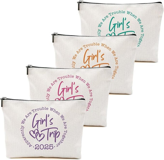 1 Pcs 3 Pcs 4 Pcs Makeup Bag, Girls Trip Gifts Favors Girls Weekend Gifts, Friendship Gifts for Women Bestie Bride