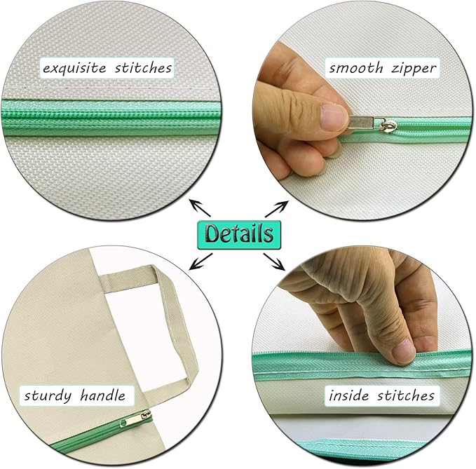 A4 Mesh Zipper Pouch, Waterproof File Bag with Handle,Foldable Document Organizer for School, Office, Travel - Durable Folder with Puzzle Project/Cross Stitch (6)