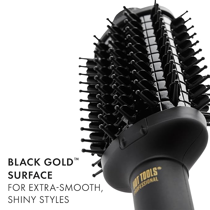 HOT TOOLS Pro Artist Heated Hair Styling Oval Brush, Black/Gold