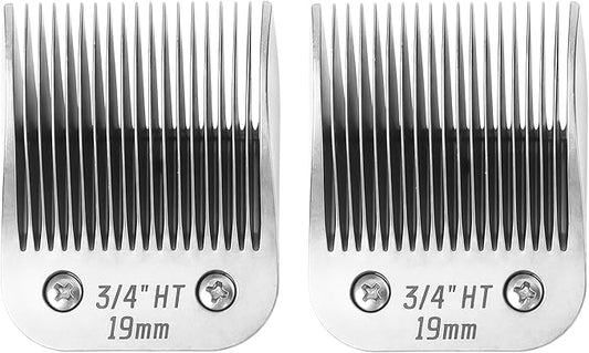 2 Pcs Size 3/4HT Detachable Dog Grooming Blades, Compatible with Andis, Oster A5, Wahl KM10 Series Clippers, Cut Length 19mm, Silver(3/4HT 19mm, 2 Packs)