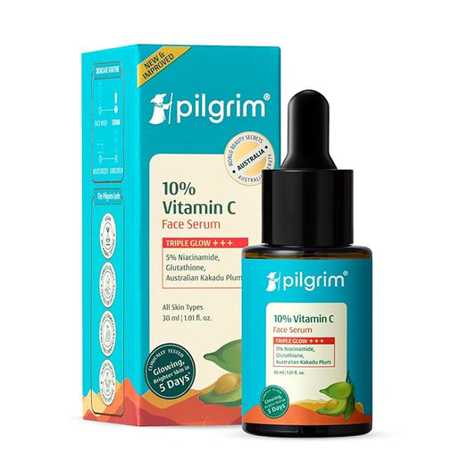10% Vitamin C Face Serum by Pilgrim | Anti Aging Facial Serum with 5% Niacinamide & Kakadu Plum | Reduces Fine Lines, Smooths Skin Texture & Improves Radiance | 1.01 Fl Oz (30ml)