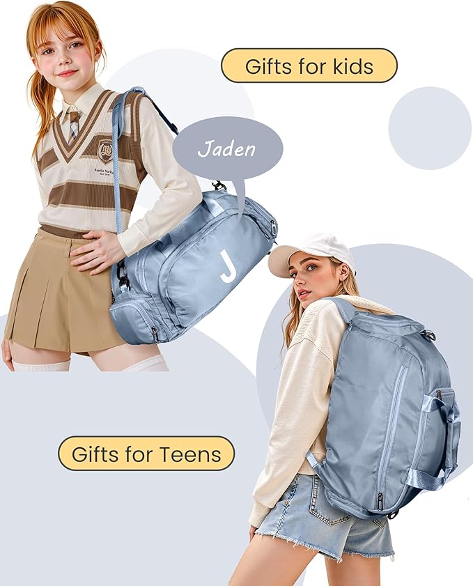 10 11 12 13 Year Olds Daughter Birthday Gifts, Initial Gym Bags with Shoe Compartment, Dance Bag for Girls, Monogram Kid Overnight Bags, Trendy Stuff -Gifts for Teenage (Letter G)