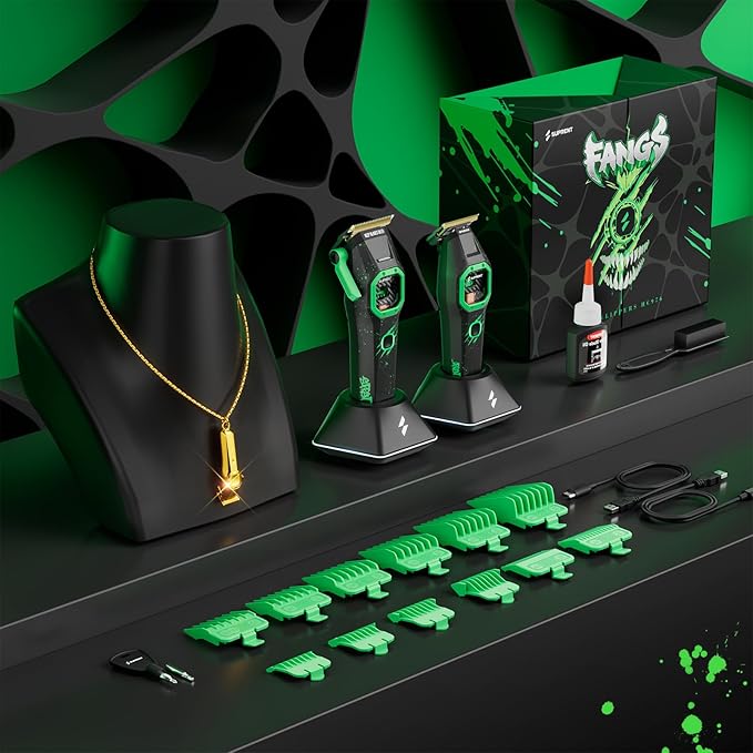 SUPRENT Professional Barber Clippers - High-Performance 13,000 RPM Vector Motor Hair Clipper Barber Trimmer Set, Professional Haircutting Kit with AI Speed Control, Patented U-Teeth Blade