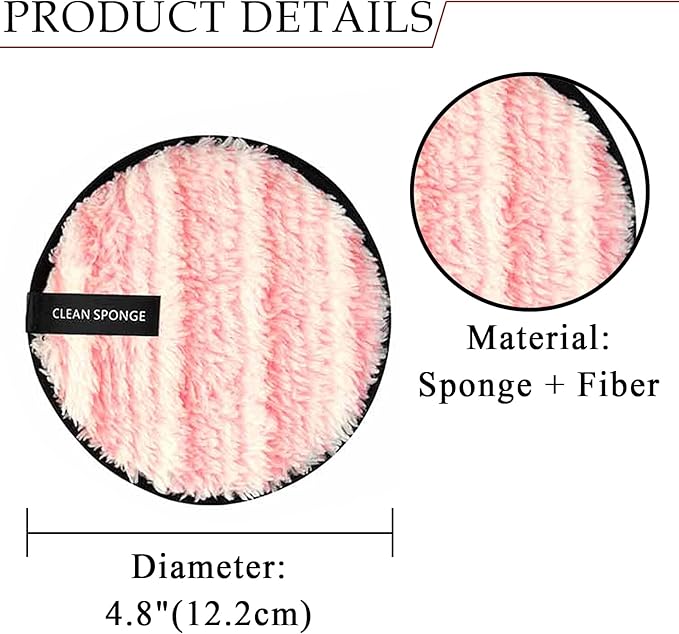 Vtrem 3 Colors Reusable Makeup Remover Pads Soft Facial Cleaning Puffs Towels Face Eye Lip Remover Pads Double-Side Washable Make Up Removing Cloth Microfiber, Pink/Brown/Black