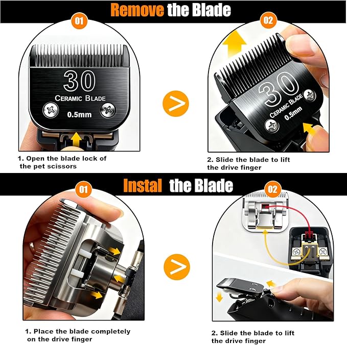 Dog Grooming Clipper Blades Replacement Compatible with Andis Dog Clippers,Most OsterA5, Wahl KM Series Pet Clippers (Black(30))