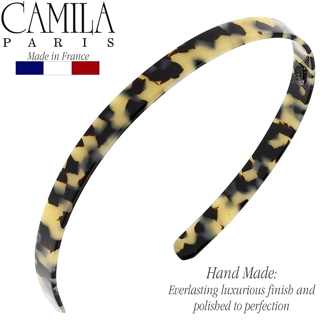 Camila Paris CP2002 French Headband for Women, Handmade Flow, Strong Hold Grip Women's Hair Band, Ligth and Very Flexible, No Slip and Durable Styling Girls Hair Accessories, Made in France