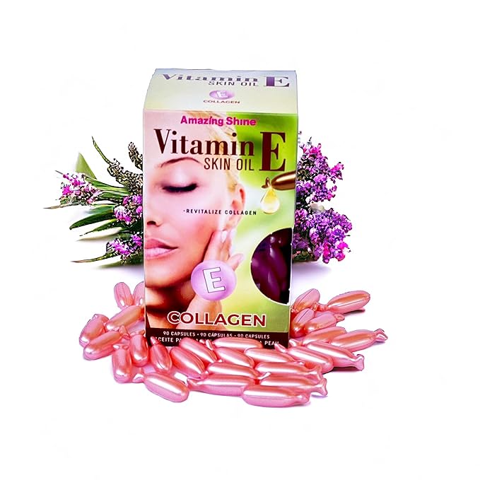 Amazing Shine Collagen Skin Oil Capsules, Topical Use Only, Single Use Twist Off Capsules, External Skin Oil, 90 Capsules