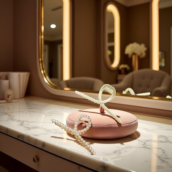 2 Pack Matte Gold and Pearl Hair Claws for Women: Large Metal Clips with Pearls for Thick Hair - Non-Slip Crab Claws and Strong Cross Barrettes